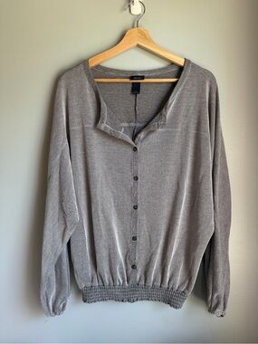 Daytrip Gray Ribbed Button Front Top Size Large
